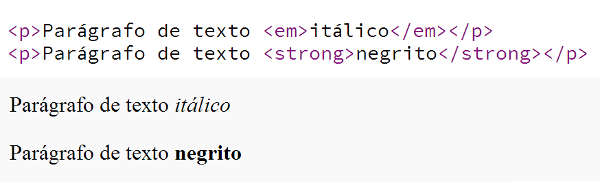 Exemplo de negrito e itálico.