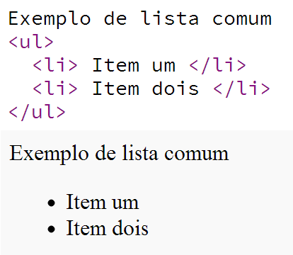 Exemplo de lista não ordenada.